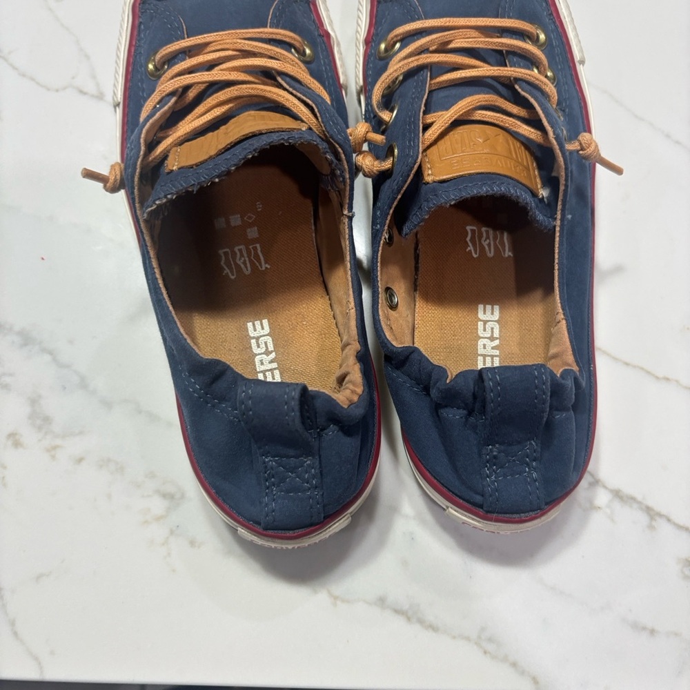 Converse Navy Canvas Low-Top Sneakers with Tan Laces - Picture 11 of 12